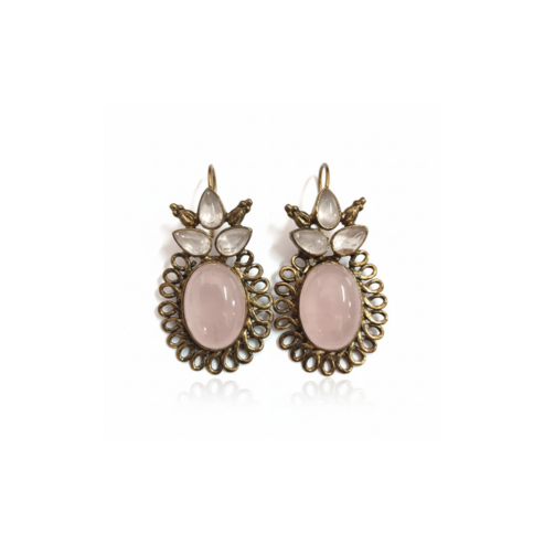 La Diamantes | Blush Crescent Rose Quartz Earrings