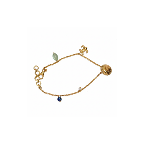 La Diamantes | Charm Droplet Green Quartz Silver Bracelet