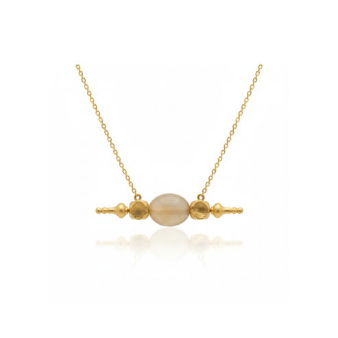 La Diamantes | Yellow Aventurine Quartz Bar Pendant Necklace
