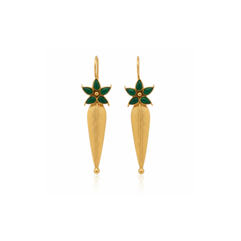 La Diamantes | Green Onyx Floral Drop Earrings