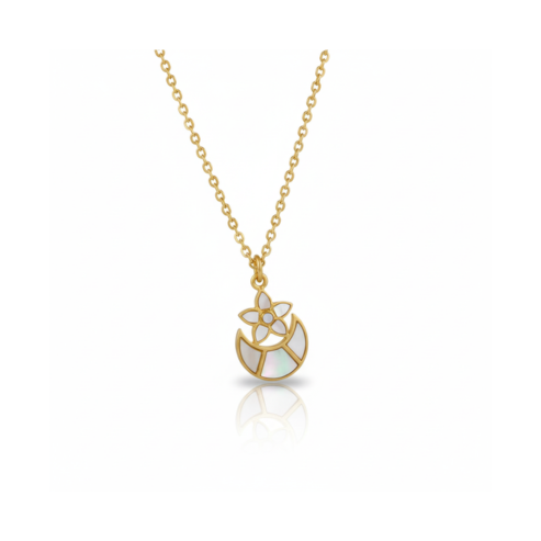 La Diamantes | Luna Petal Mother of Pearl Silver Necklace