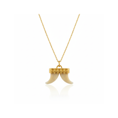 La Diamantes | Yellow Aventurine Twin Horn Pendant Necklace