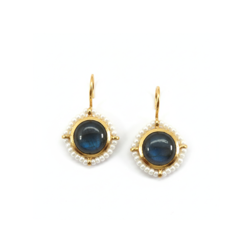 La Diamantes | Midnight Glow Pearl-Edge Earrings