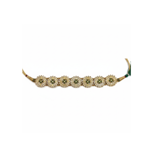 La Diamantes | Green Onyx Zircon & Cheed Royal Medallion Choker