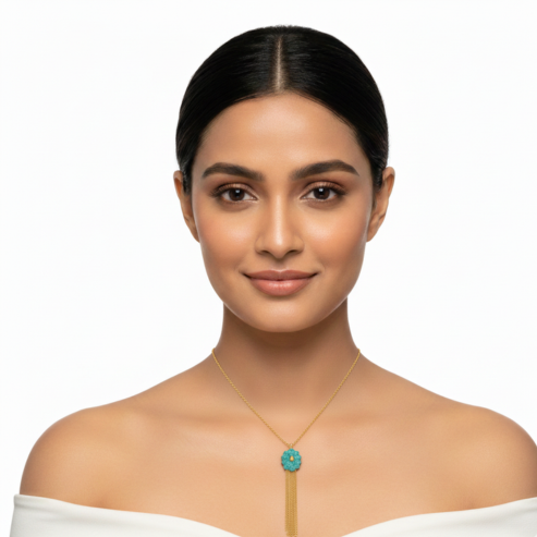 La Diamantes | Carved Amazonite Tassel Silver Necklace