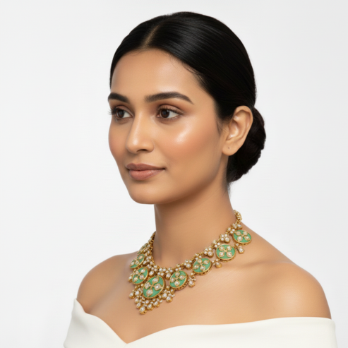 La Diamantes | Zircon & Blue Enamel Heritage Medallion Necklace