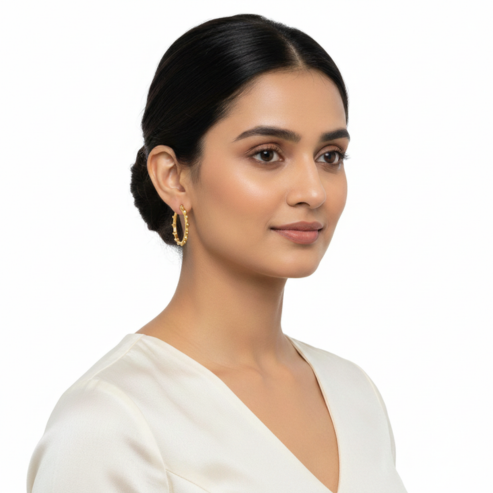 La Diamantes | Zircon Studded Contemporary Hoop Earrings