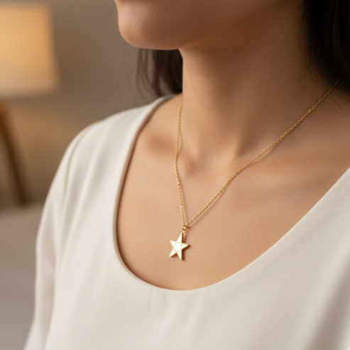 La Diamantes | Celestial Pearl Star Silver Necklace