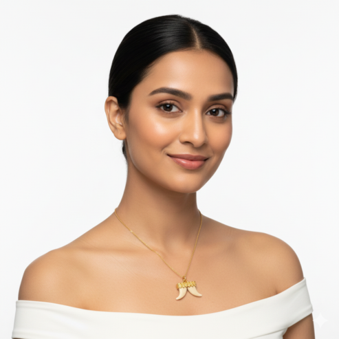 La Diamantes | Yellow Aventurine Twin Horn Pendant Necklace