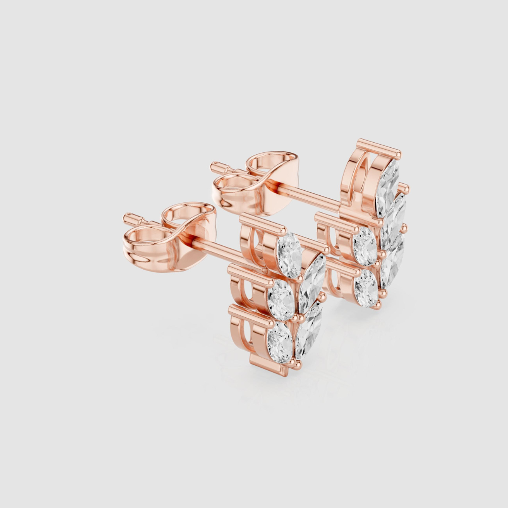 La DiaMantés | Radiant Duo Marquise Rose Gold Diamond Studs