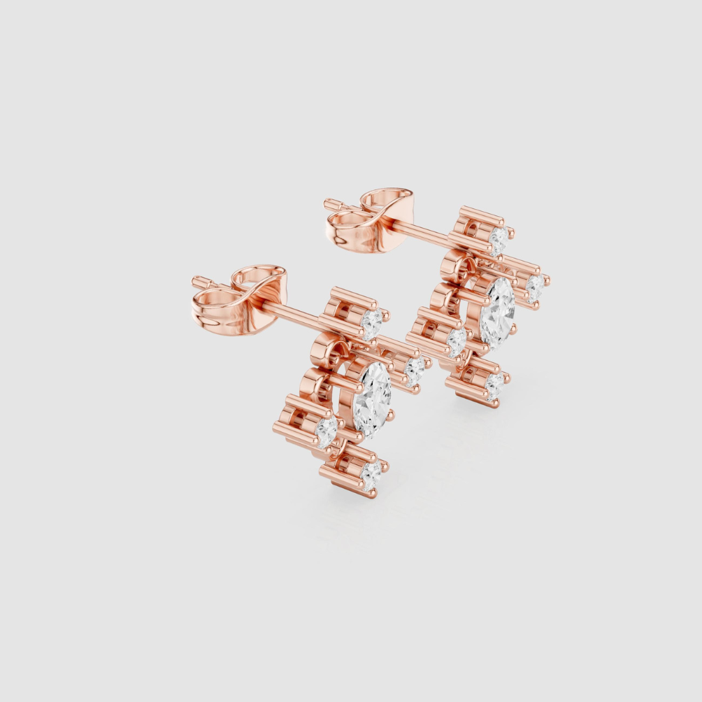 La DiaMantés | Halo Rose Gold Diamond Studs