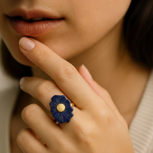 La Diamantes | Midnight Carve Lapis Lazuli Silver Ring