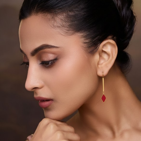 La Diamantes | Red Enamel Sleek Drop Earrings