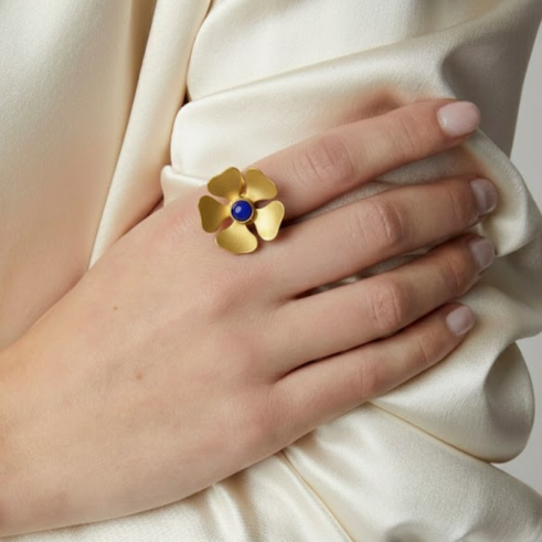 La Diamantes | Midnight Bloom Lapis Lazuli Silver Ring