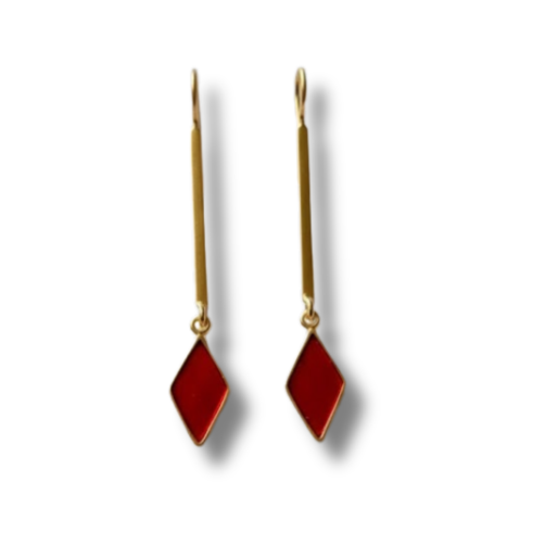 La Diamantes | Red Enamel Sleek Drop Earrings
