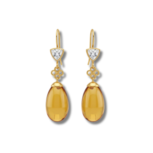 La Diamantes | Golden Dawn Yellow Quartz Earrings
