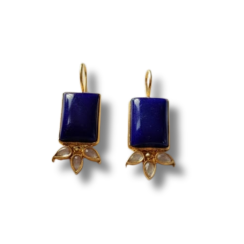 La Diamantes | Midnight Lapis Petal Drop Earrings