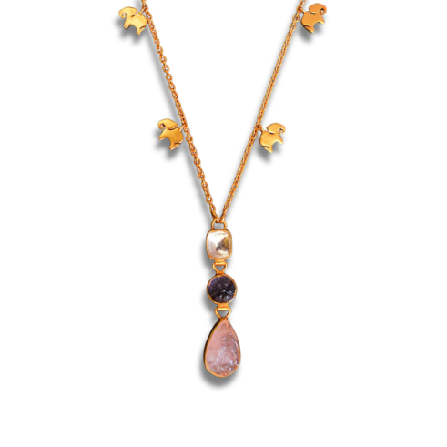 La Diamantes | Serenity Cascade Amethyst & Rose Quartz Silver Necklace