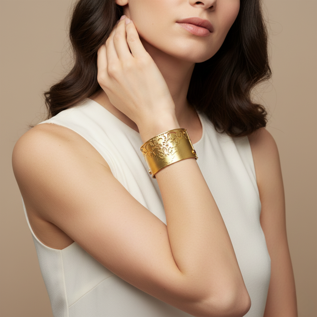 La Diamantes | Royal Filigree Tourmaline Silver Cuff