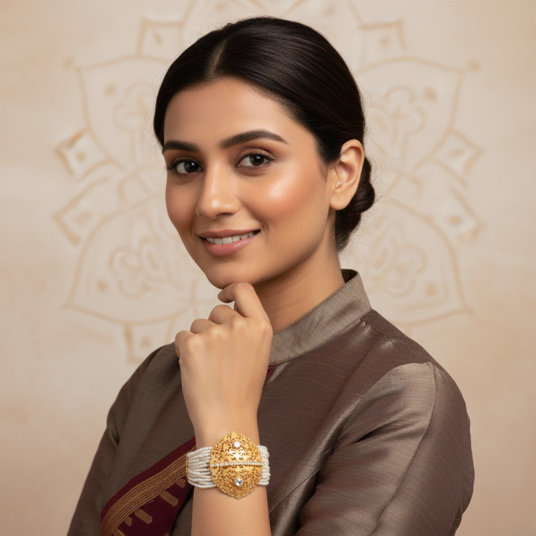 La Diamantes | Pearl Cascade Cheed Silver Bracelet