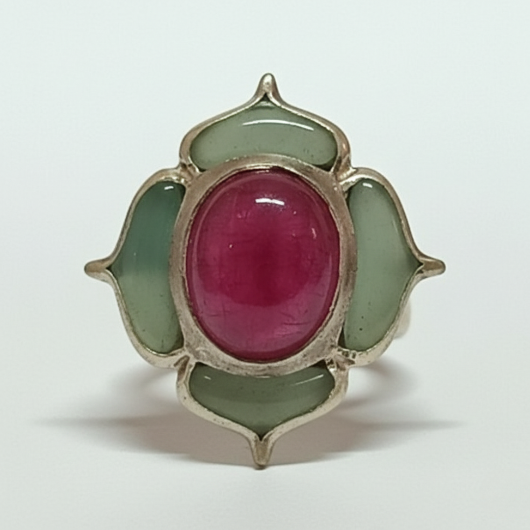 La Diamantes | Ruby Aura Chalcedony Silver Ring
