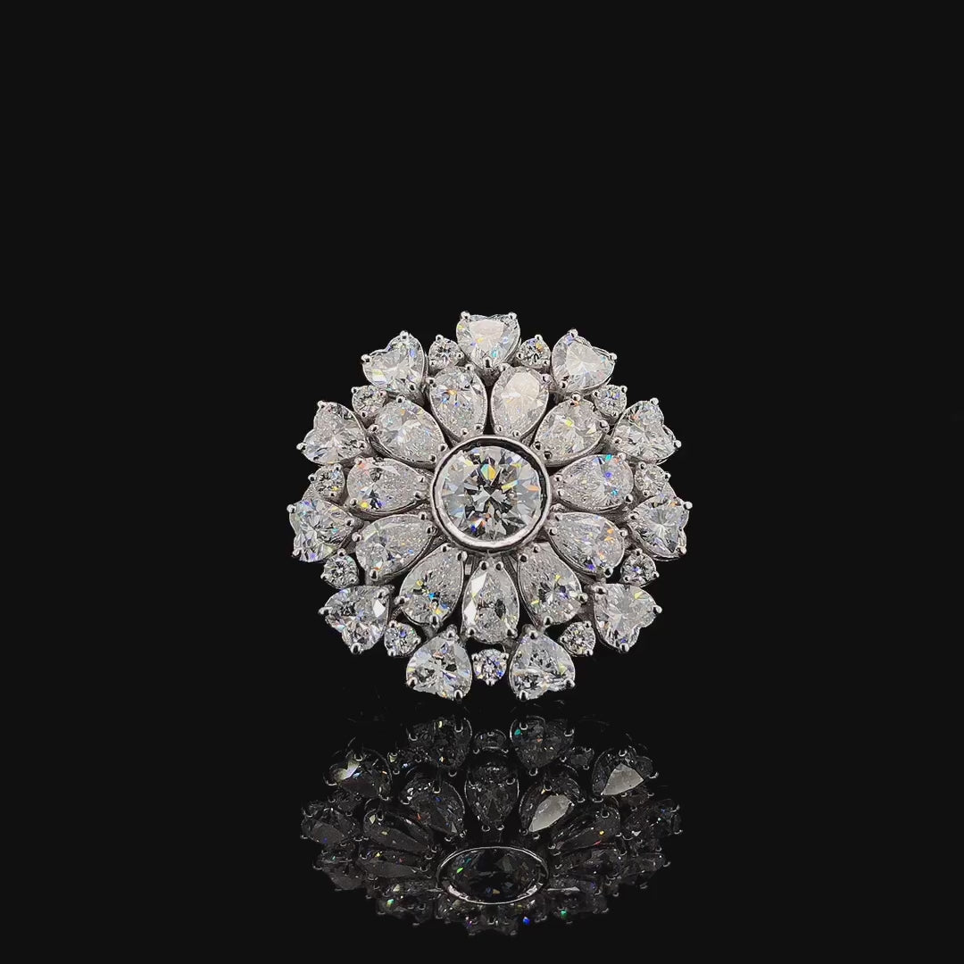 La DiaMantés | White Gold Diamond Floral Cluster Ring